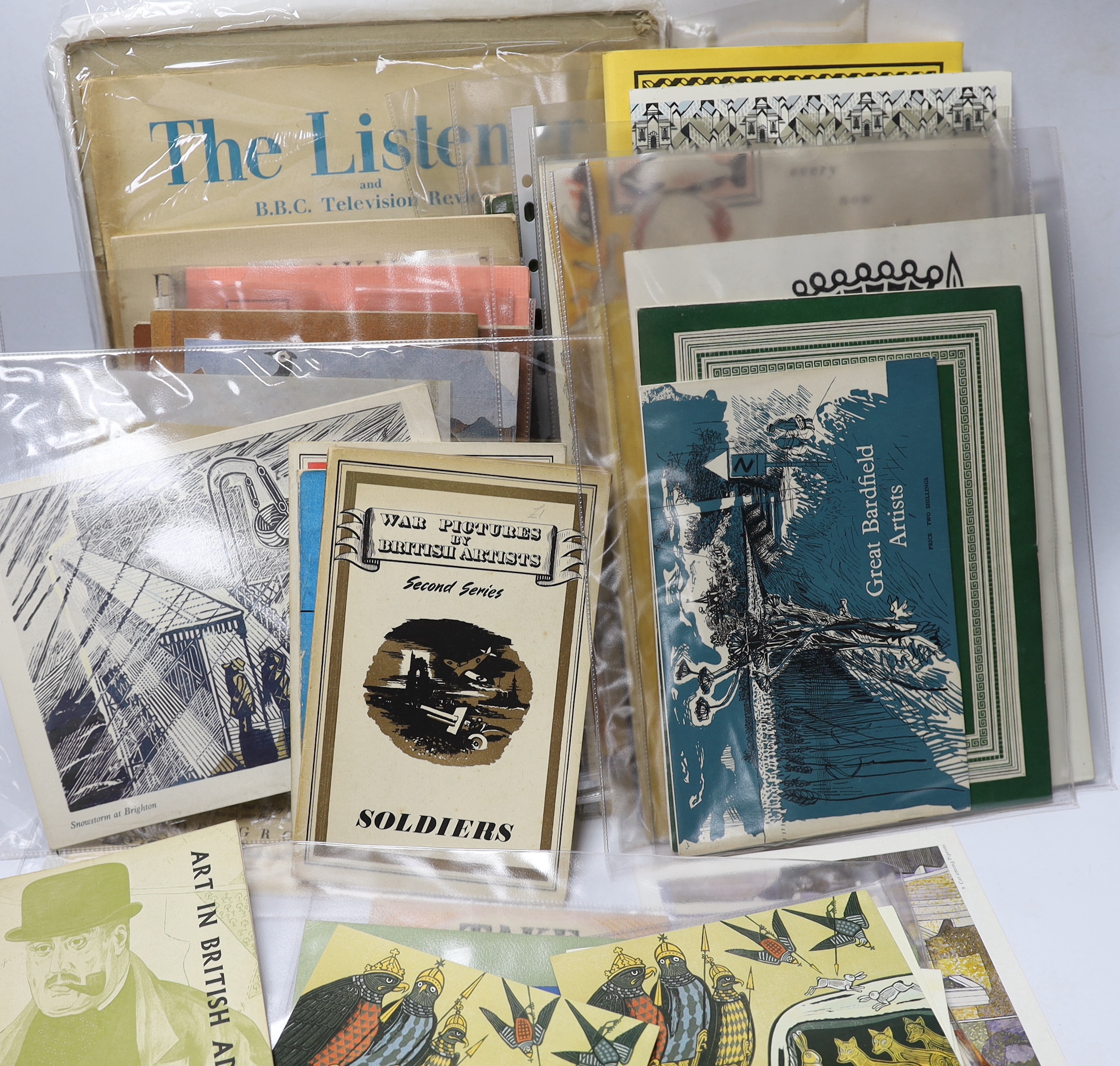 Bawden, Edward - A large collection of booklets, catalogues, periodicals etc., illustrated by, or including illustrations by, Edward Bawden, including:- Serjeant, R.B. - The Arabs, 1947; The Listener and B.B.C. Televisio